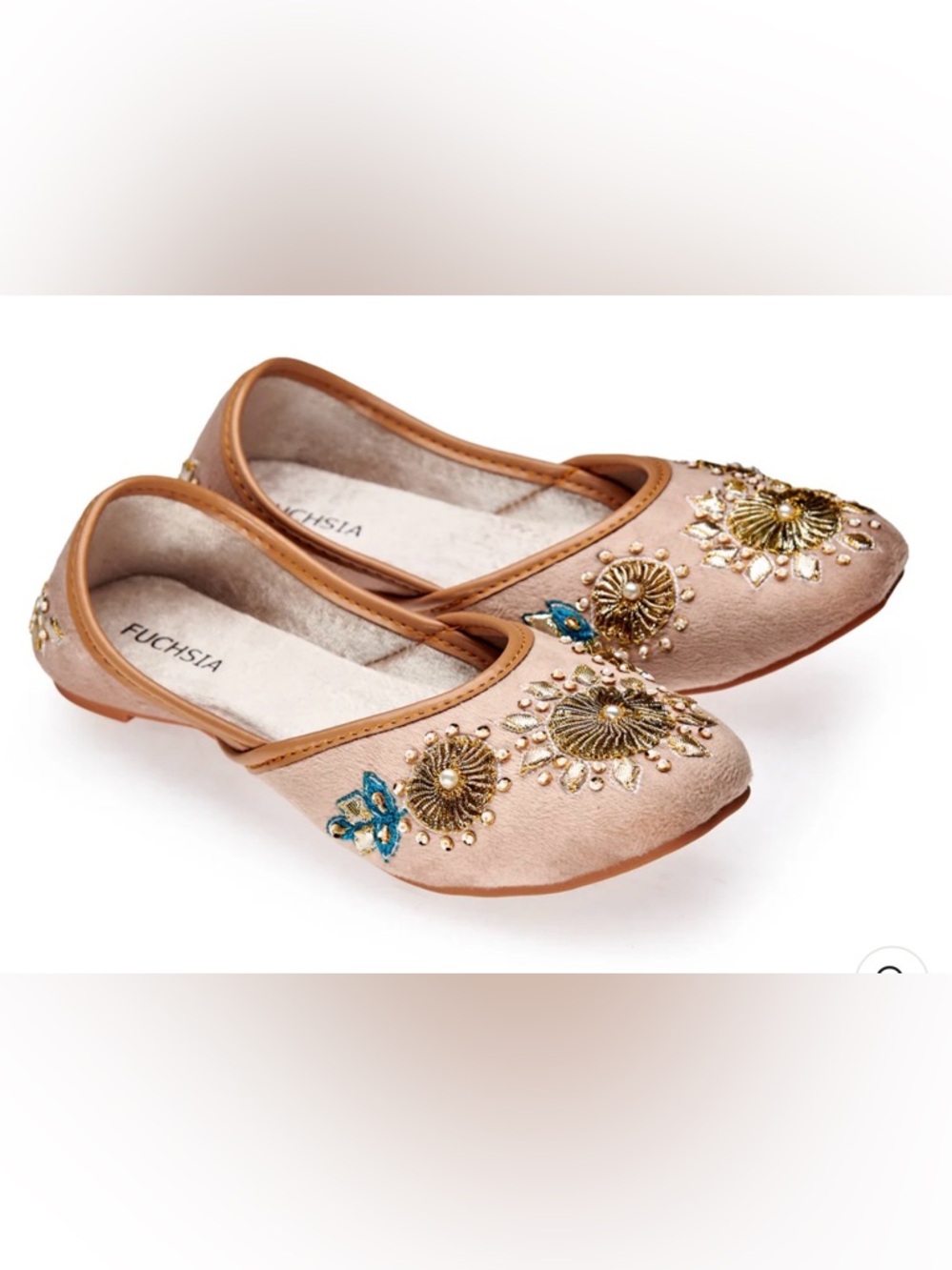 Fuchsia Whistledown Vintage Edition Women's Hand Crafter Beige Slip-On Flats - Picture 3 of 7